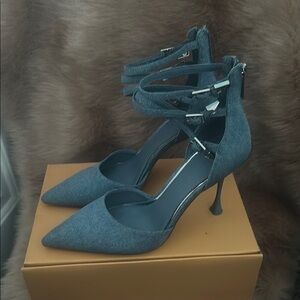 Gianni Bini Blue Ankle Wrap Heels